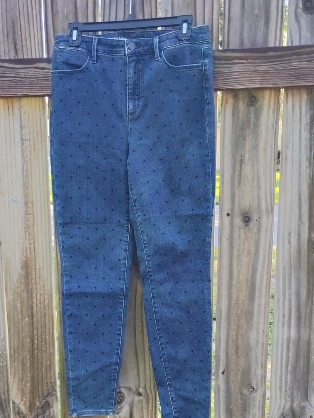 Polka Dot Skinny Jeans in Dark Blue